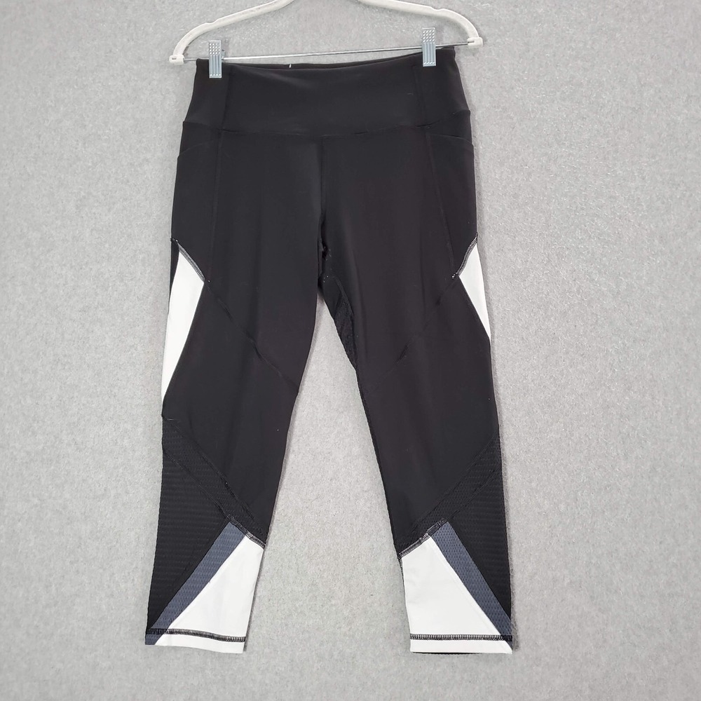 Victoria Sport Women Activewear Pants‎ Medium Black Cropped Mesh Yoga Workout